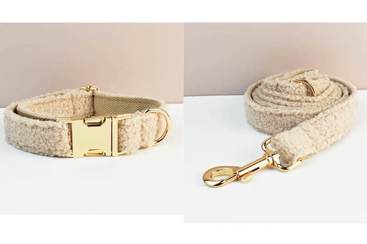 Beige Teddy Collar & leash